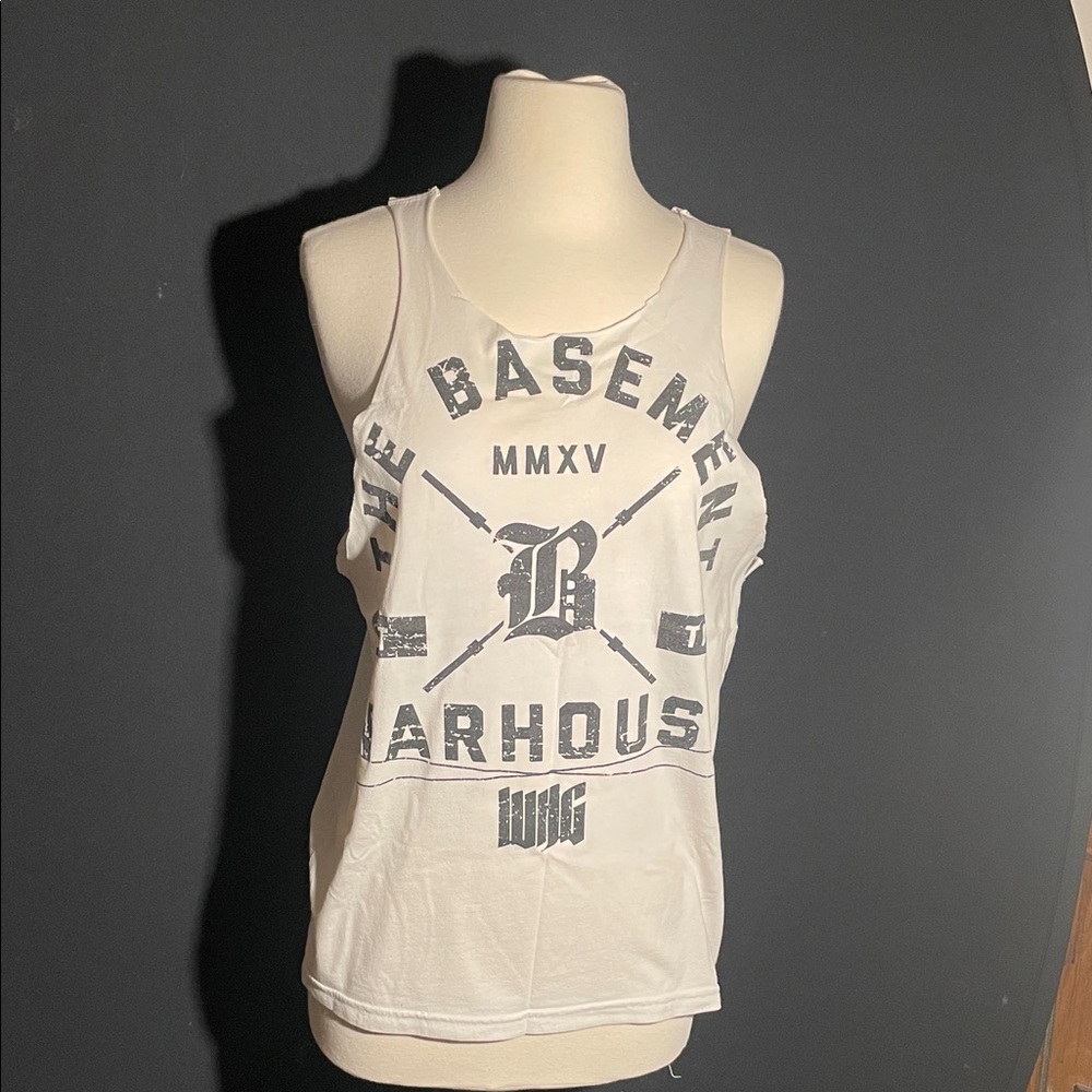 Flag Nor Fail White Tank Top with Black Print